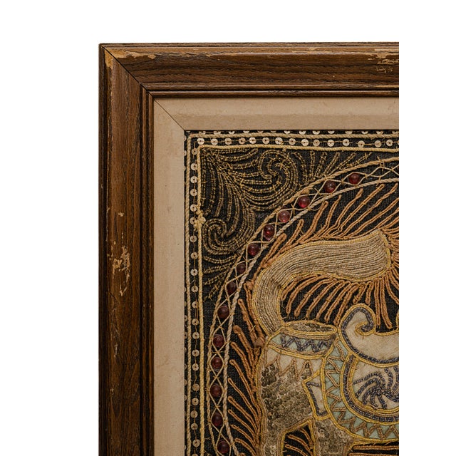 1960s Vintage Mid-Century Burmese Kalaga Tapestries Featuring Embroidered Horse Motifs For Sale - Image 5 of 12