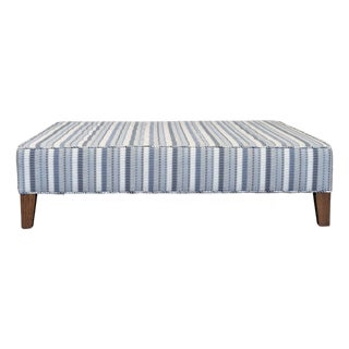 Nathan Anthony Lucca Striped Blue Rectangular Ottoman Bench For Sale