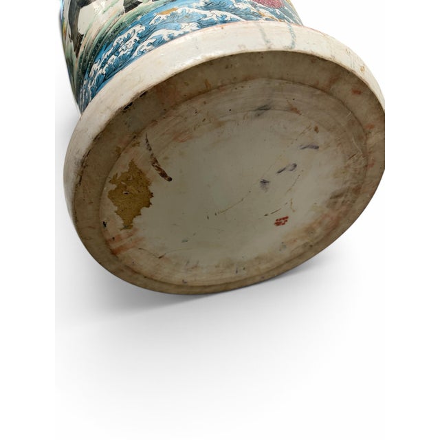 Monumental 47.5" Chinese Famille Rose "18 Luohans" Porcelain Floor Vase For Sale In West Palm - Image 6 of 7