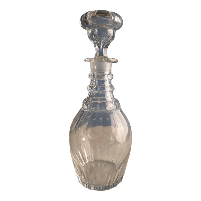 Hand-Blown English Antique Glass Decanter, Circa 1860 For Sale