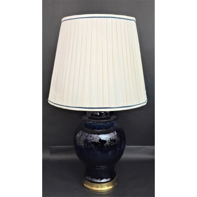 Offering One Of Our Recent Palm Beach Estate Fine Lighting Acquisitions Of A PAUL HANSON Cobalt Blue Drip Glaze Ceramic...