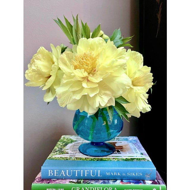 Mid-Century Modern Mid 20th Century Italian Empoli Optic Blue Glass Vase For Sale - Image 3 of 6