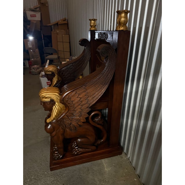 1960s 1960s Egyptian Revival Throne Chair With Winged Sphinxes & Eye of Horus For Sale - Image 5 of 6