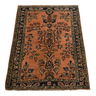 1900 1'10"x2'8" Red Antique Persian Mohajaran Sarouk Mat Hand Knotted Oriental Rug For Sale