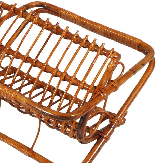 Mid-Century Bamboo & Rattan Magazine Rack For Sale - Image 4 of 5