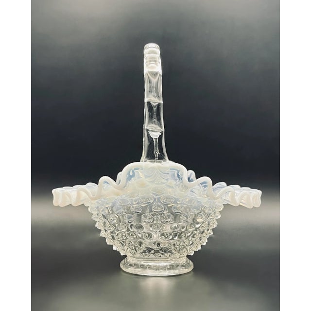 Mid 20th Century Mid 20th Century Fenton Opalescent Hobnail Decorative Glass Basket For Sale - Image 5 of 10