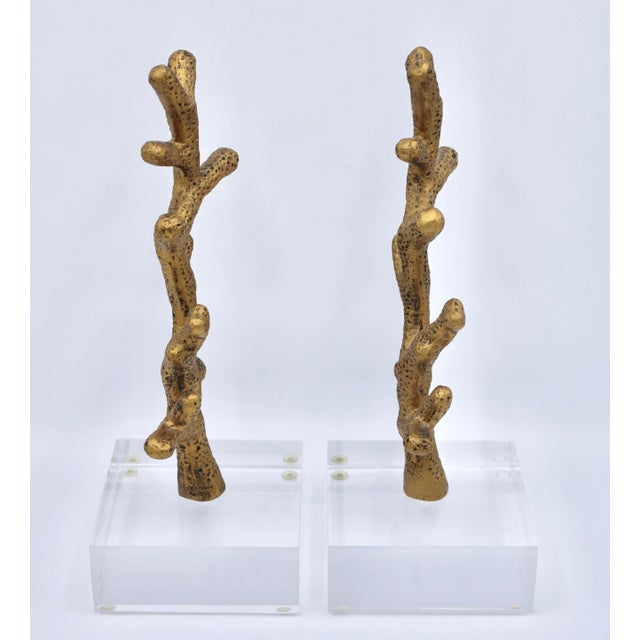 Metal Vintage Coastal Mid Century Modern Metal Coral Reef Bookends / Mantle Decorations For Sale - Image 7 of 11