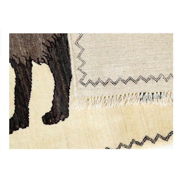 Traditional Pasargad DC Handmade Gabbeh Pictorial Lion Accent Rug For Sale - Image 3 of 4