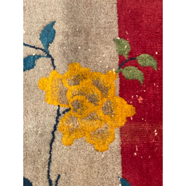 Early 20th Century Pasargad DC Red Color Fine Antique Chinese Art Deco Rug For Sale - Image 5 of 10