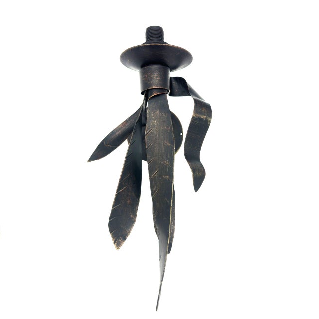 Rustic Hand-Forged Wrought Iron Wall Sconce Body Antique Copper Patina Classic Scroll Fixture For Sale - Image 3 of 3