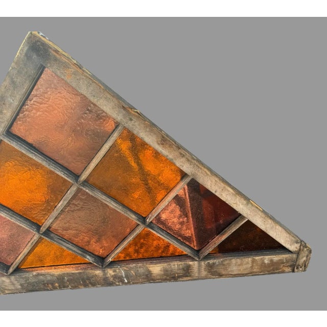 Early 20th Century Antique Colored Stained Glass Pyramidal Church Window For Sale - Image 5 of 10