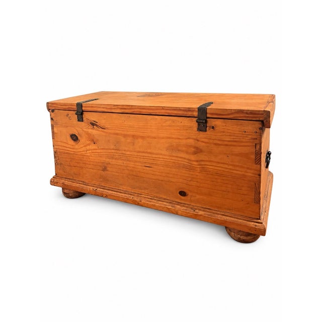 Spanish Colonial Style Wood Trunk With Ornate Iron Hardware For Sale - Image 11 of 12