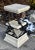 Metal Faux Stone Plant Stand Side Table 3 Tier Vintage Neoclassical Metal 25" For Sale - Image 7 of 11