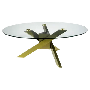 1970s Geometric Brass Tripodal Coffee Table