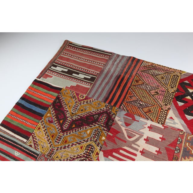 Mid 20th Century Handmade Anatolian Kilim Patchwork Rug Using Vintage Wool Kilims -5' 9'' X 8' For Sale - Image 5 of 9