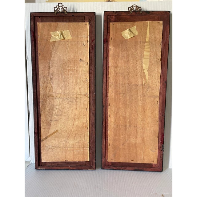 Red 1900s Antique Chinese Qing Dynasty Porcelain Plaques Screen, Framed - Set of 2 For Sale - Image 8 of 9