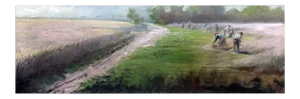 [unattributed] Italian?/spanish ? School Impressionist Painting : Working the Fields, 1885.