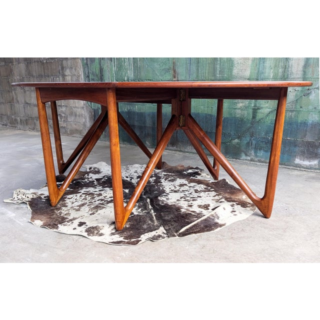 1960s Mid Century Scandinavian Niels Koefoed, Drop Leaf Table, Denmark, 1960's For Sale - Image 5 of 12