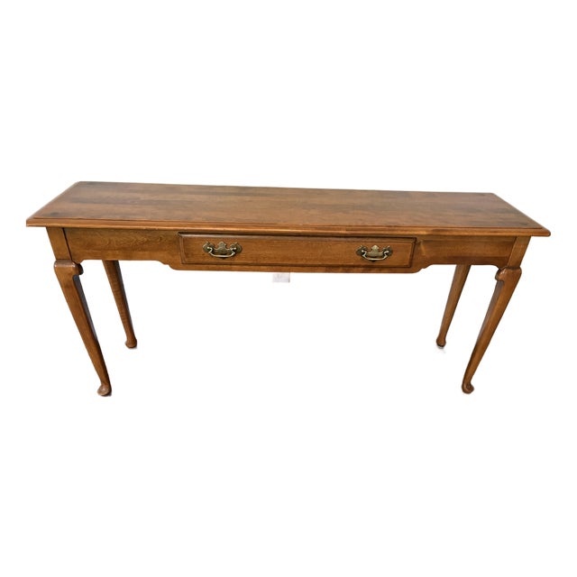 Vintage Ethan Allen Heirloom Solid Maple Sofa Console Table For Sale