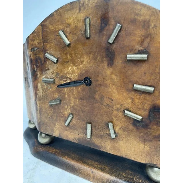 1930s Art Deco Walnut Mantel Clock, 1930s For Sale - Image 5 of 11