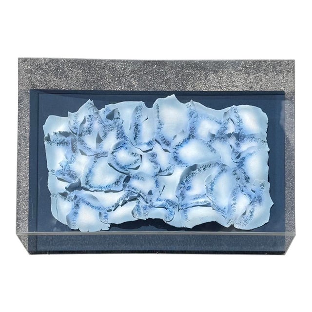 Abstract Ceramic Wall Sculpture in Acrylic Box, Signed & Dated 1989 For Sale