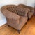 Chocolate Pair of Chesterfield Tufted Deep Club Chairs With Turned Wooden Legs and Brass Casters For Sale - Image 8 of 16