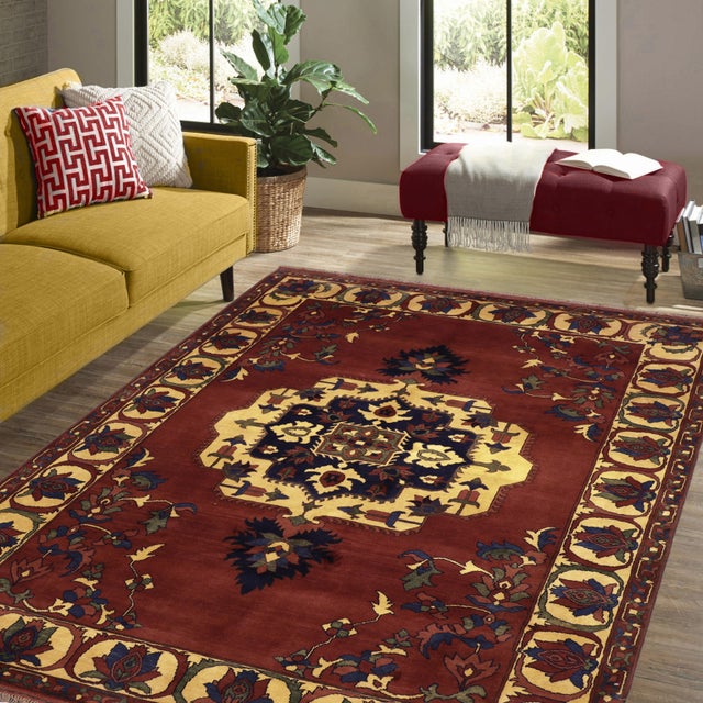 Enhance your home with the timeless craftsmanship of a hand-knotted Kargahi wool rug, celebrated for its tribal artistry,...