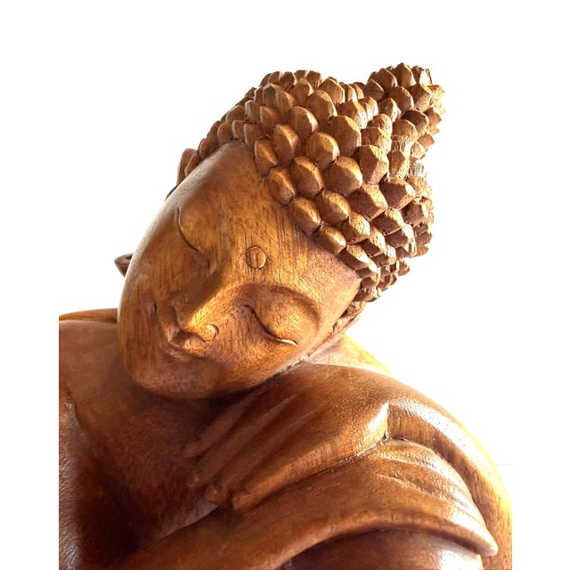 Wood Carving of "Resting Buddha" From Bali For Sale - Image 10 of 14