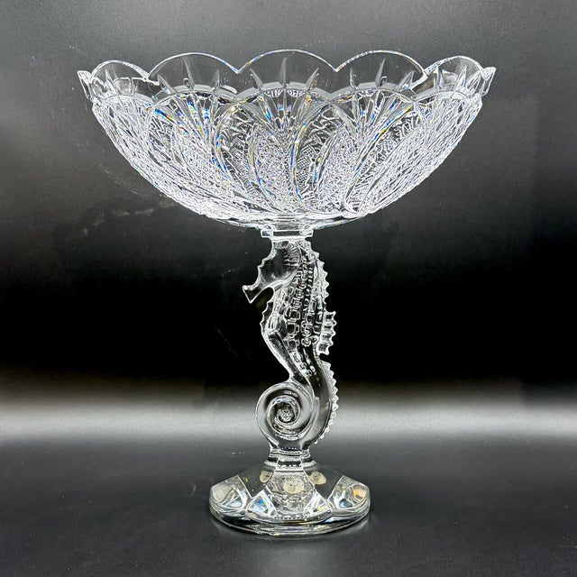 1980s Waterford Crystal Seahorse Pedestal Centrepiece Bowl with Original Box, 1980s For Sale - Image 5 of 18