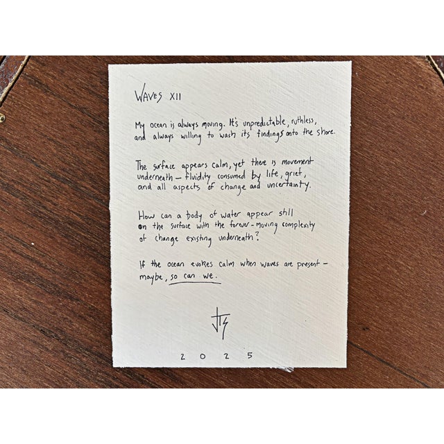 "Waves" Abstract Art in Antique 1890's Frame, Original Seascape Painting in Triangular Frame by JTS For Sale - Image 9 of 11