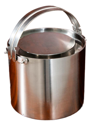 Mid 20th Century Danish Modern Ice Bucket Stelton Stainless Steel Lidded Handle
