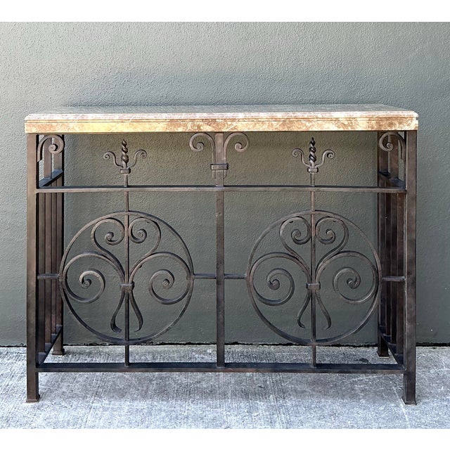 Vintage Wrought Iron Gate Console Table For Sale In West Palm - Image 6 of 12