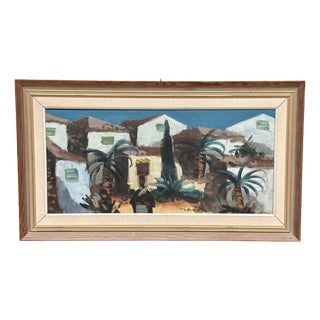 Tage Gavik, Southern European Street, 1950s, Oil on Canvas, Framed For Sale