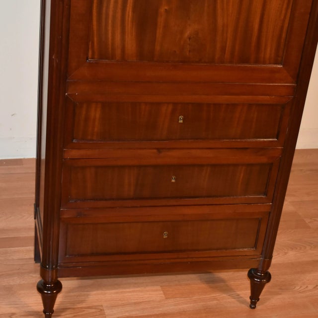 1900s Antique French Louis XV Dark Mahogany Secretary Desk Chest of Drawers For Sale - Image 4 of 13