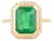 Chic Halo Diamond Emerald Bridal Ring in 14k Gold Size 6.5 For Sale