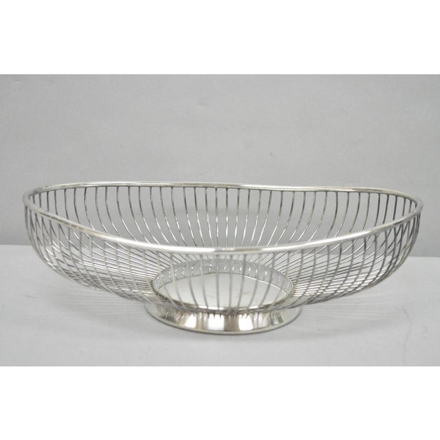 Vintage Mid Century Modern Eales Italy Silver Plated Wire Fruit Bread Basket For Sale - Image 10 of 10