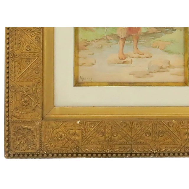 Antique Original Fanny Mearns Watercolor in Aesthetic Movement Gilt and Gesso Frame For Sale In Chicago - Image 6 of 12