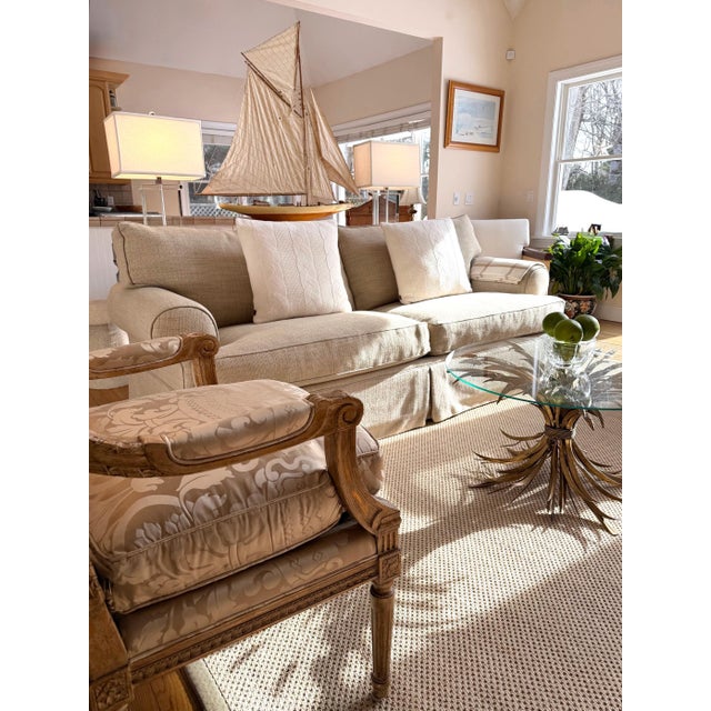 Custom English Country Roll-Arm Sofa in Tan Tweed For Sale - Image 18 of 18