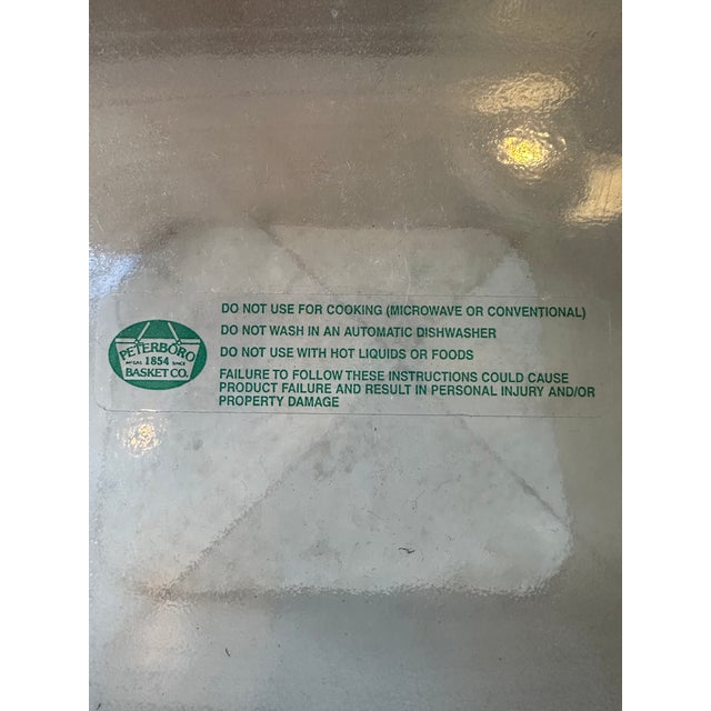 Vintage Peterboro Woven Basket With Braided Leather Handles & Lid For Sale - Image 11 of 15