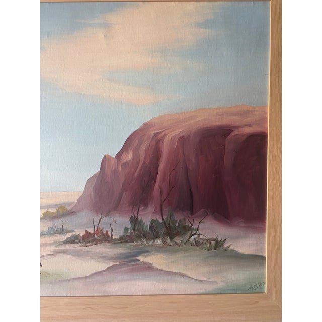 Wood Late 20th Century Large American Southwestern Landscape Painting, Signed, Framed For Sale - Image 7 of 7
