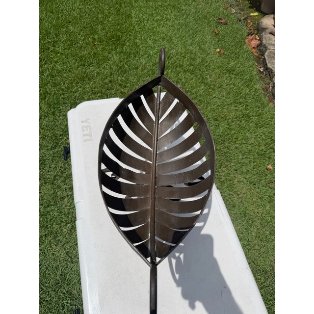 Vintage Wrought Iron Leaf Form Pedestal Centerpiece Bowl For Sale In Naples, FL - Image 6 of 12