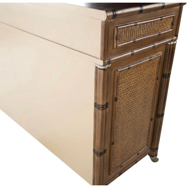 Traditional Large Organic Coastal Faux Bamboo Rattan Chest / Commode / Cabinet For Sale - Image 3 of 7