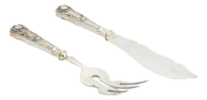 Silver Fish Knife and Fork with Reliefs, Set of 2