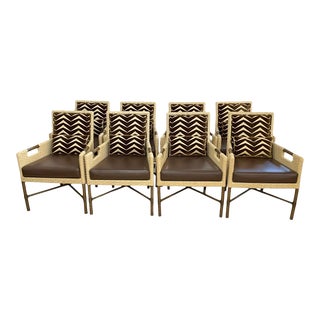 Thomas Pheasant for McGuire Woven Armchairs - Set of 8 For Sale
