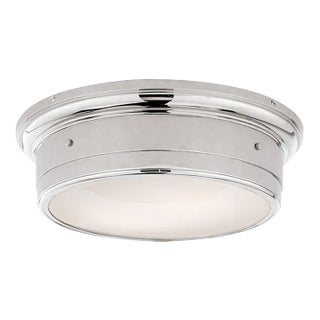 Visual Comfort Signature Siena Large Flush Mount in Polished Nickel with White Glass For Sale