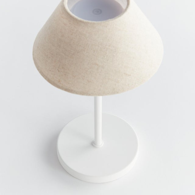 Alluna Cordless Led Lamp 10" - Ecru Linen Shade/White Base For Sale In Chicago - Image 6 of 11