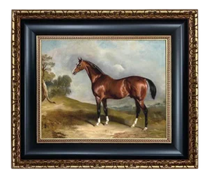 "Portrait of Sultan in Landscape" Contemporary Reproduction Print on Canvas, Framed 17" X 20"