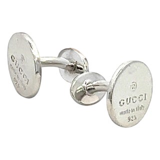 1990s Pair of Authentic Gucci Estate Mens Cufflinks Sterling Silver For Sale