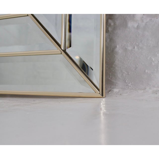 1970s Vintage Beveled Mirror with Brass Rim, 1970s For Sale - Image 5 of 8