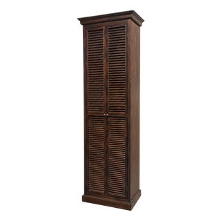 Reclaimed Wood Two-Door Louvered Storage Cabinet For Sale
